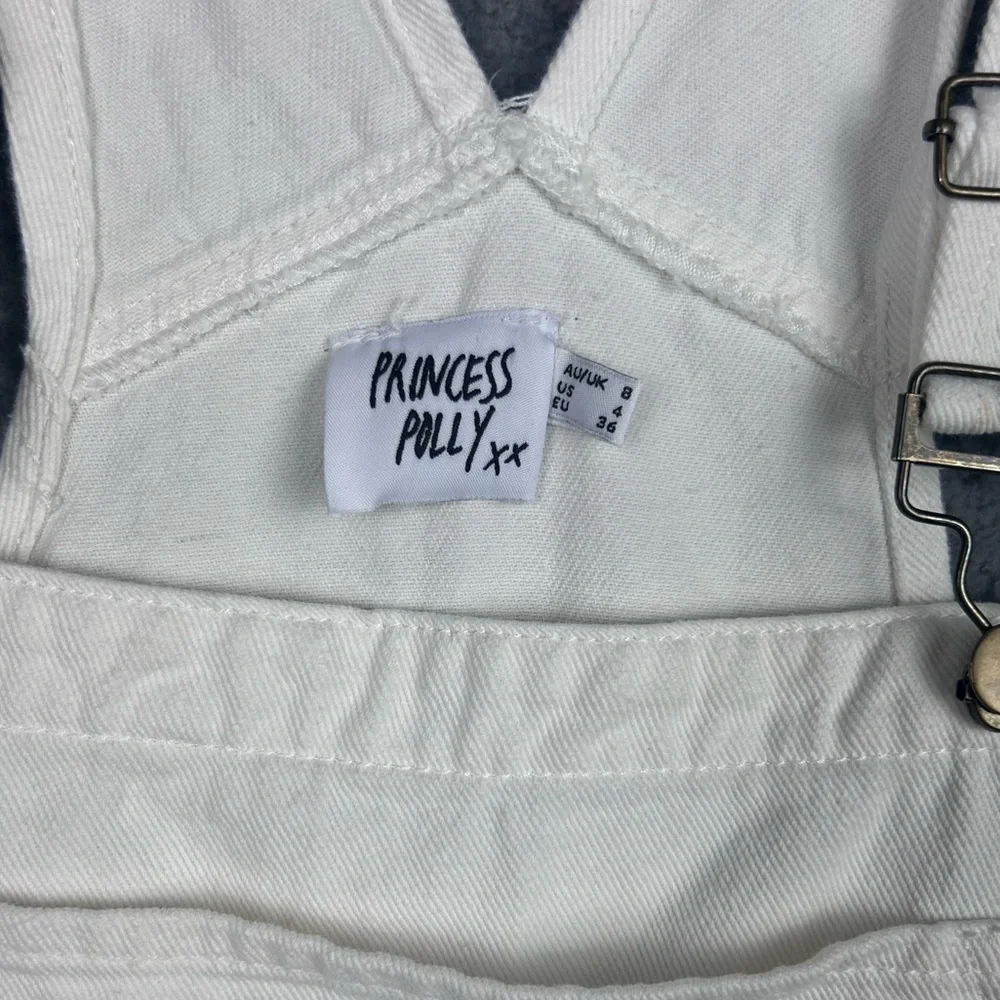 Princess Polly Overalls Shortalls Bibs White Shorts Adjustable Summer Size 4 - Picture 3 of 9